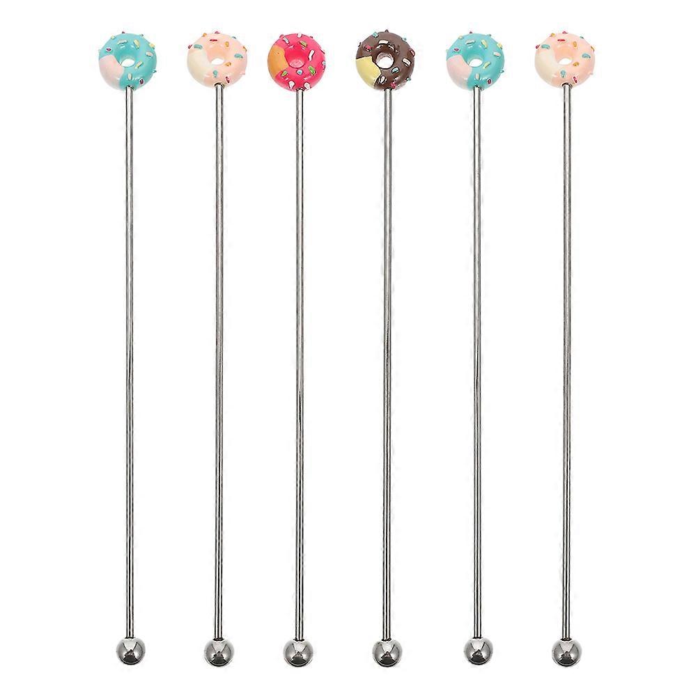 Coffee Stir Stick Donut Shape Cocktail Mixing Home Use Assorted Color Resin 6Pcs
