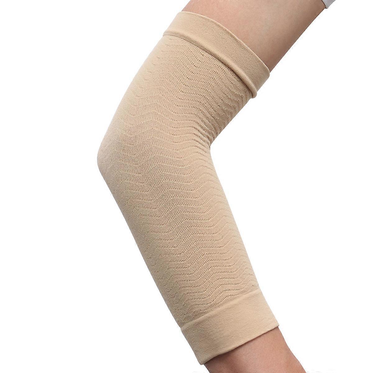 Elastic Compression Arm Sleeves Rosenice Slimming Workout Protective For Women Beige 1Pair