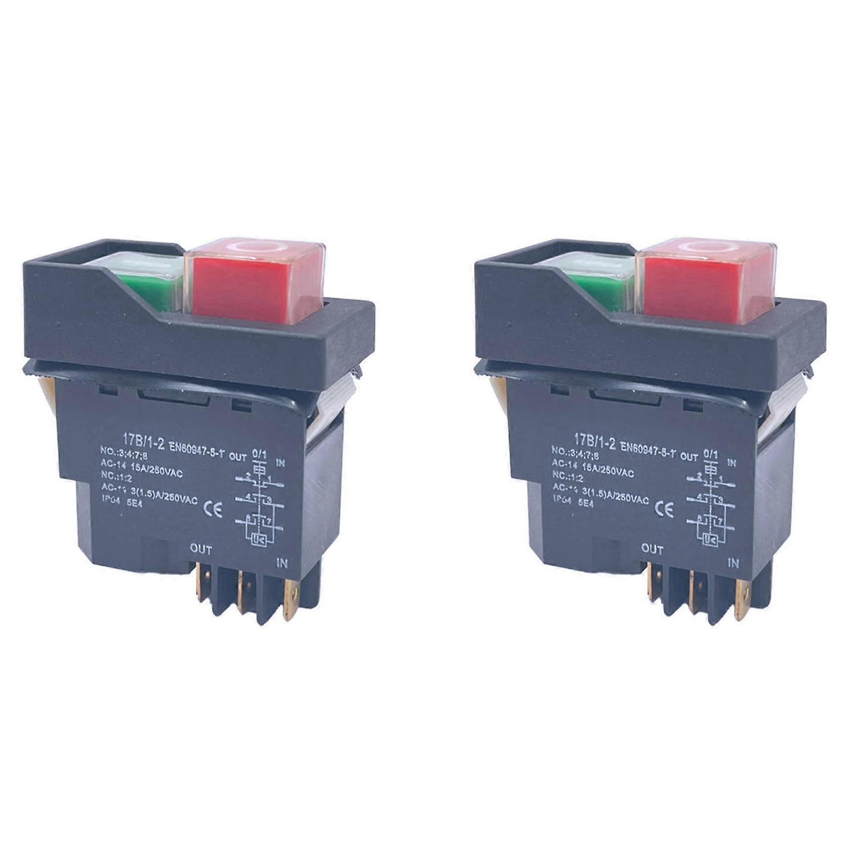 KJD17 6 Pins Electromagnetic Start Push Button Switches 15A AC250V