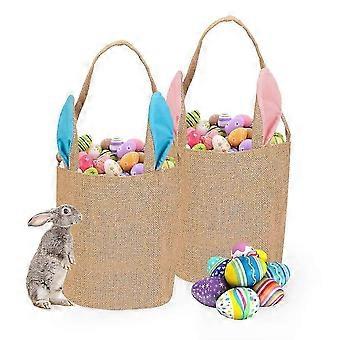 Sacchetto del coniglietto di Pasqua con le orecchie - Cesto di Pasqua rosa blu per regali di caccia alle uova per bambini