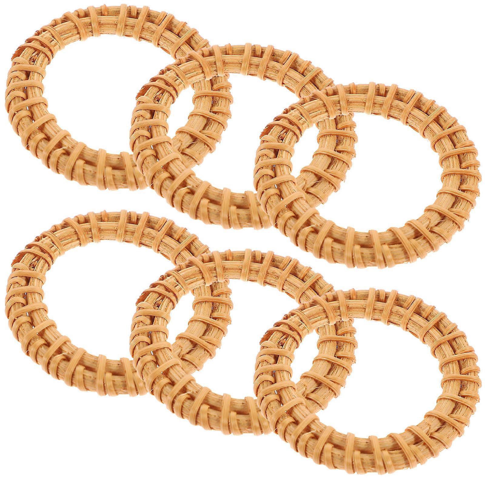 Napkin Rings Rustic Tableware Khaki Woven Texture Napkin Holding 6Pcs