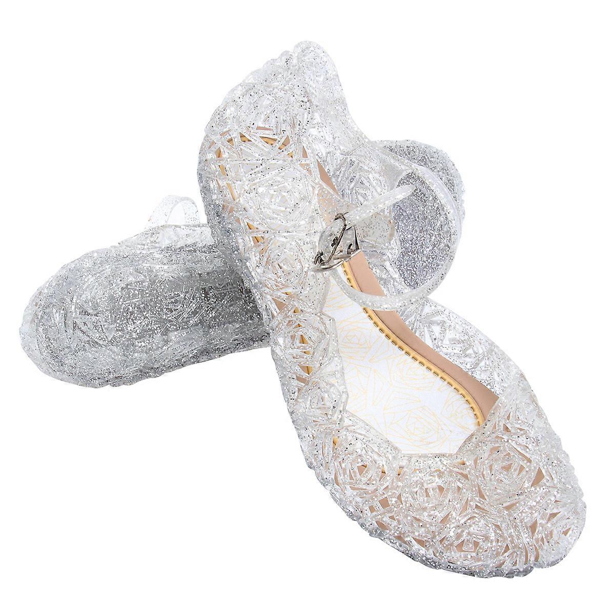 Girls Jelly Sandals Children Sandals High Heel Open-toe White 1Pair