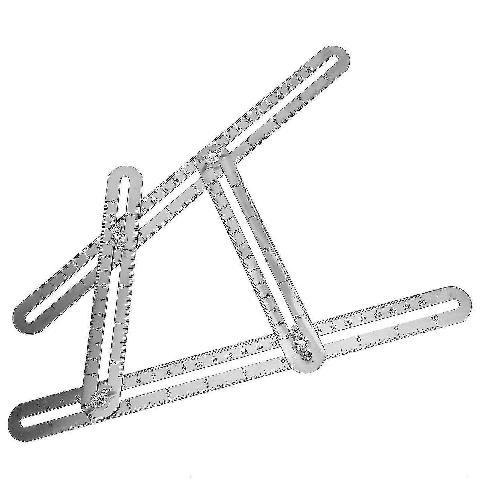 Multi-angle stainless steel folding ruler - four-sided measurement scale template