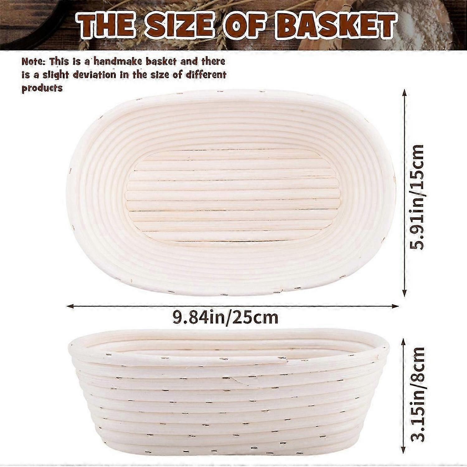 Oval Bread Proofing Basket, Handmade Banneton Bread Proofing Basket Brotform with Bread Lame, Dough
