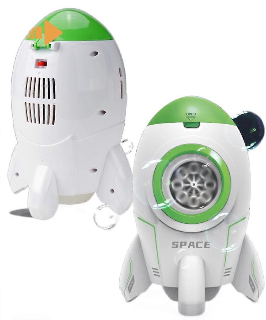 Electric Rocket Bubble Machine with Light Rechargeable One-Click Bubble Kids Toys ([Charging Model] Green Box)