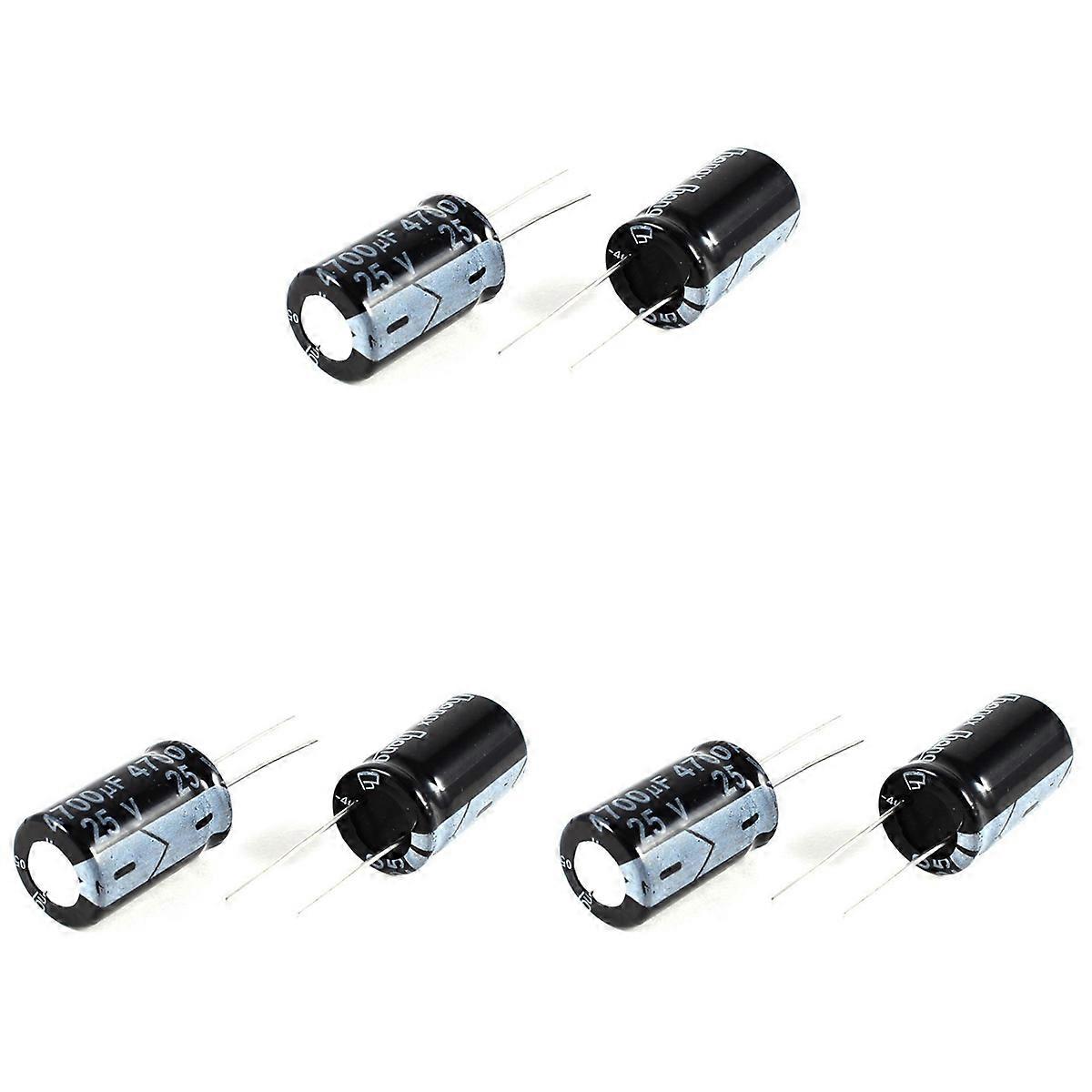 6 ακτινικοί ηλεκτρολυτικοί πυκνωτές PC 4700uF 25V 105C μαύροι 26x16mm