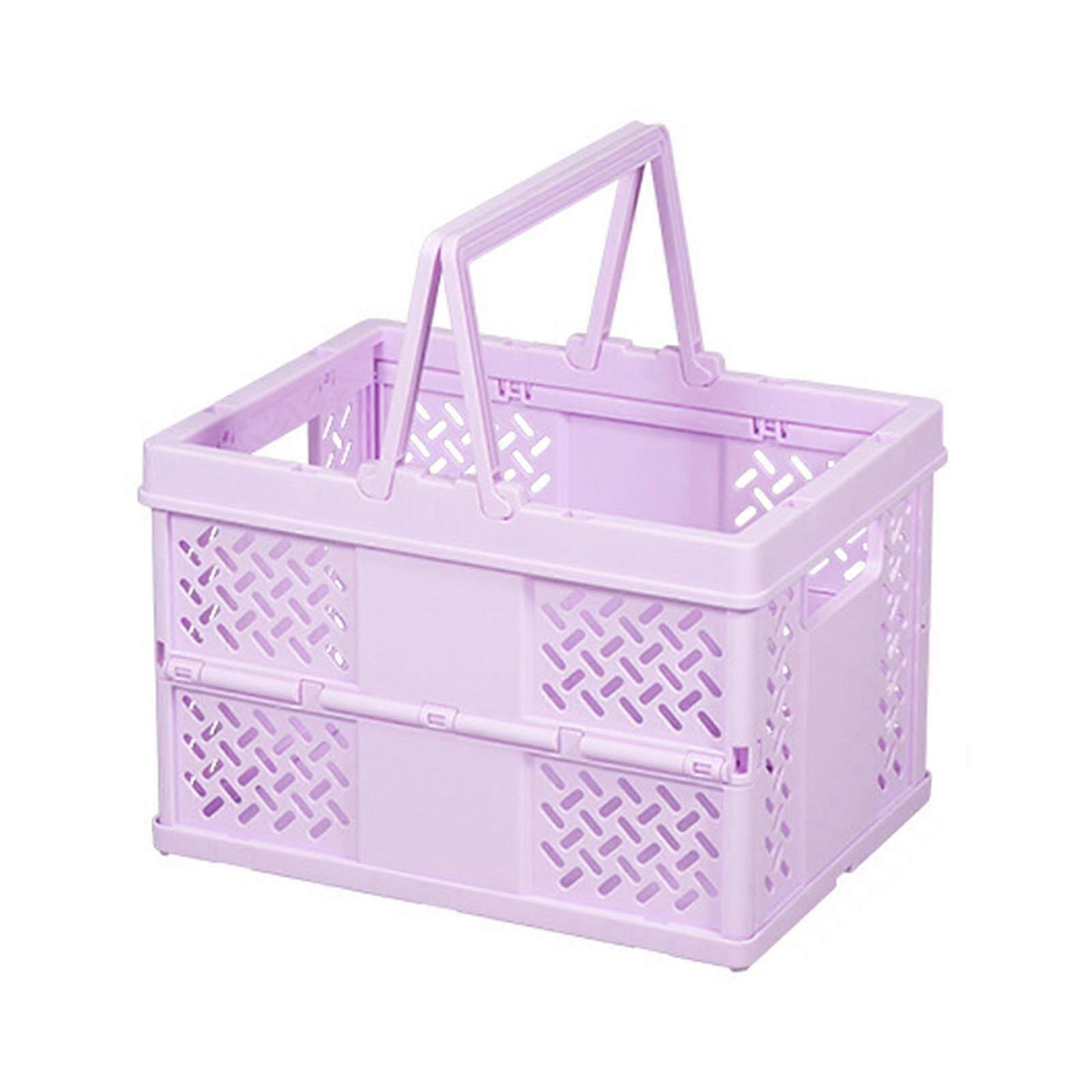 Folding Storage Basket with Handle Stackable Organizer for Case for Makeup Storage Box Desk Organizer for Case Shopping Milk coffee