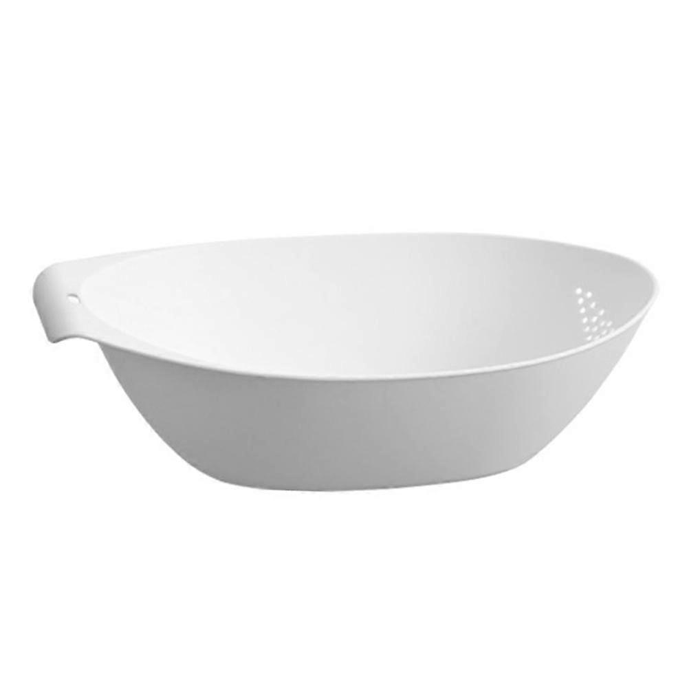 Fruit Draining Basket with Handle Multifunctional Kitchen Colander for Washing Vegetables, Rice, and Produce White Strainer Basin