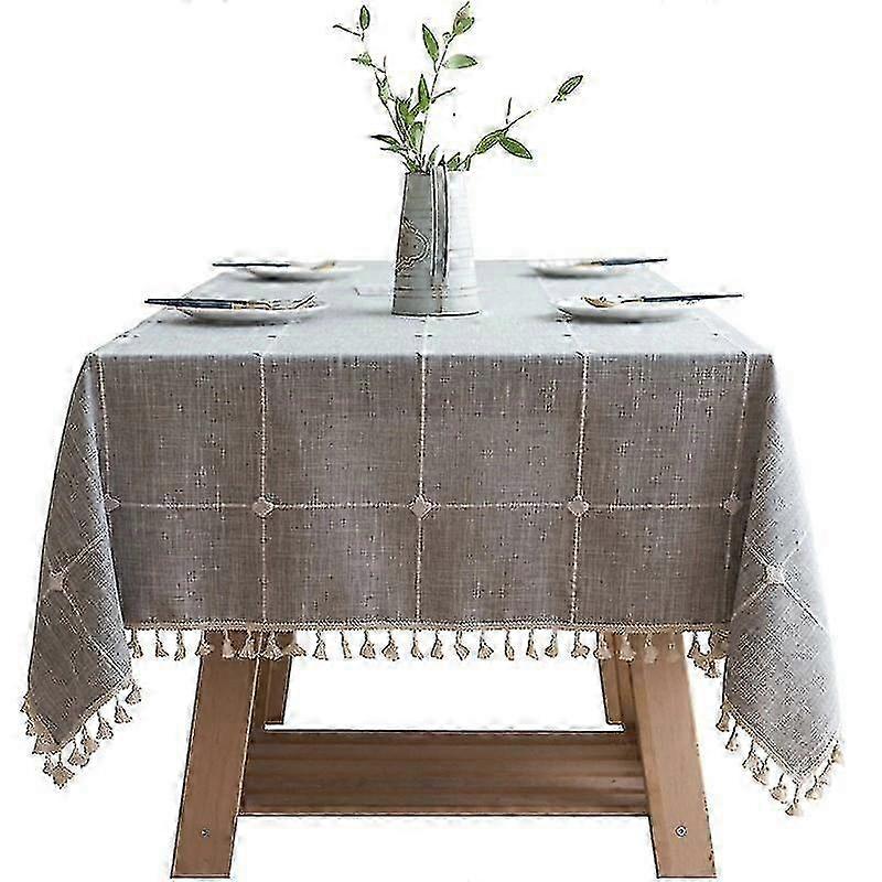 Embroidered Cotton Tablecloth with Lace for Wedding & Easter Decor