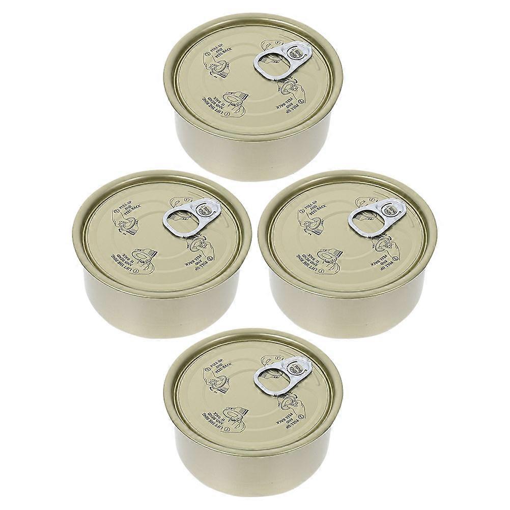 Lunch Meat Container Empty Cans Food Storage Can Airtight Cake Container Iron Round For Daily Use 8.30X8.30X3.80CM 4Pcs