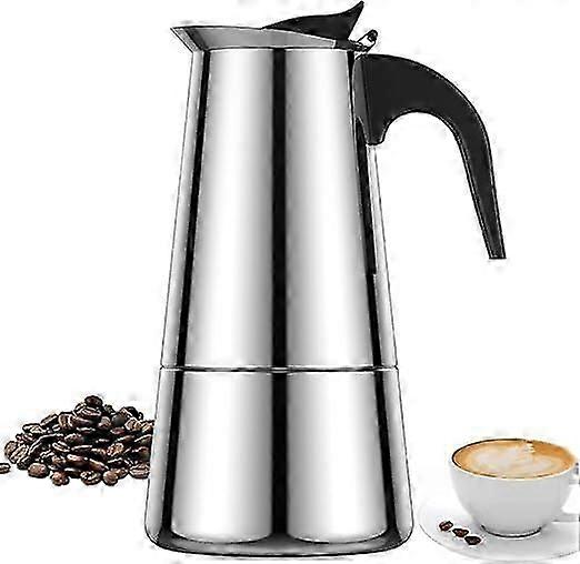 200 ml bærbar espressomaskin i rustfritt stål, mokagryte for induksjonskomfyrer og komfyrtopp hjemmecamping