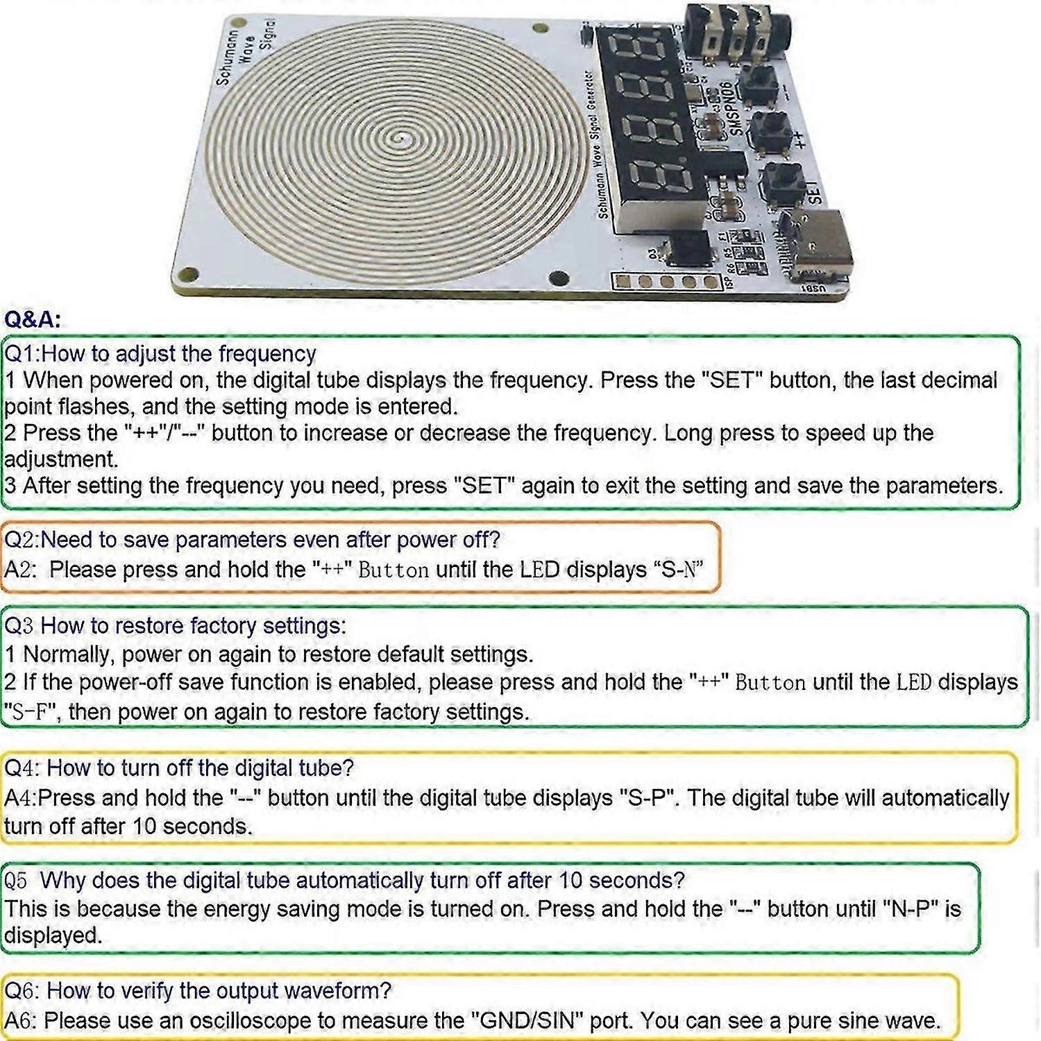 0.01Hz-9999Hz Sine Wave Adjustable Schumann Wave Generator Signal Generator 4-Digit Digital Tube Gre