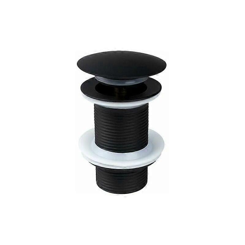 Zwarte spoelbakplug zonder overloop, universele afvoerplug zonder overloop, automatische pop-up plug voor aanrechtgootsteen