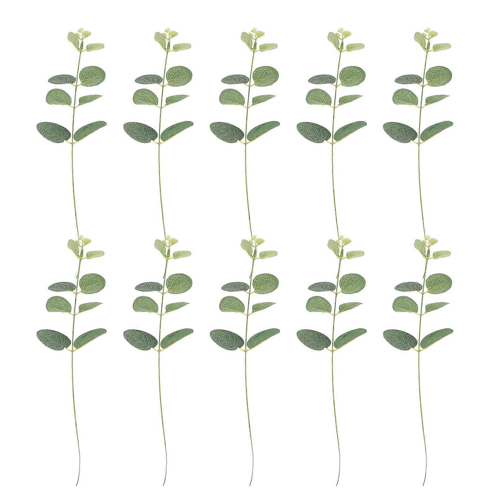 Greenery Cake Toppers Eucalyptus Leaf Cake Inserts Assorted Color 32x8.5cm For Fruits 10Pcs