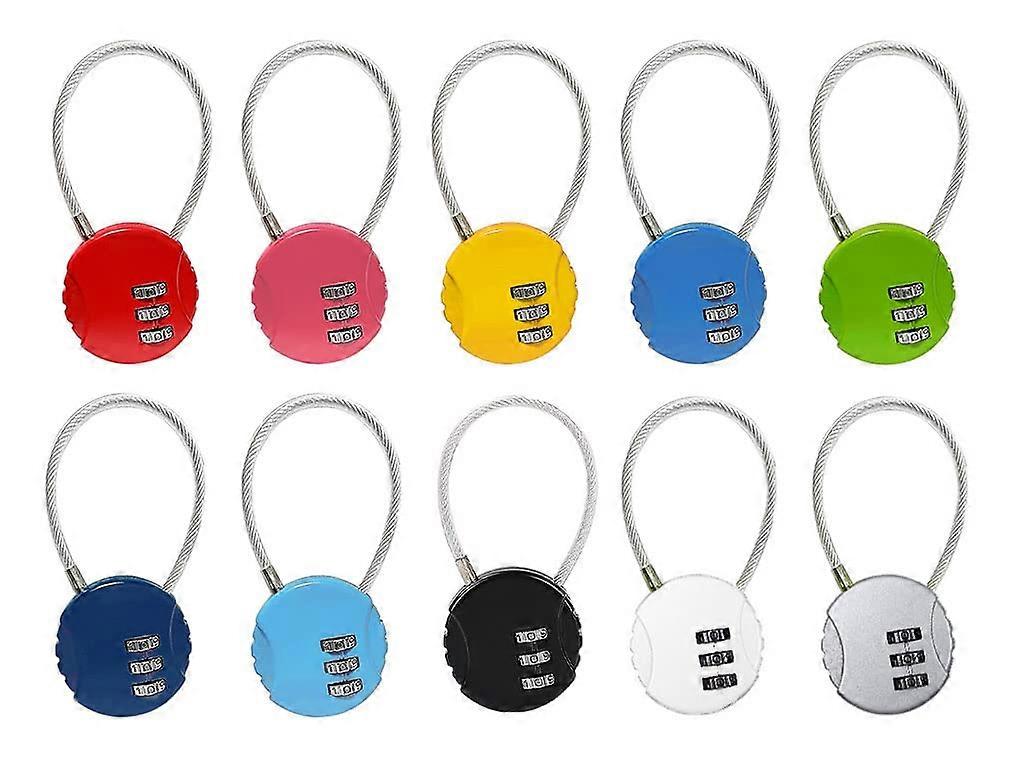 10 Pieces 3-Digit Combination Luggage Lock Set, Mini Password Padlock for Suitcase, Travel Bag, Cupboards, Lockers