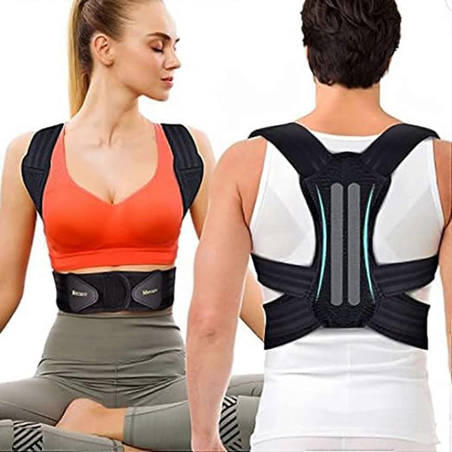 Posture Corrector for Men and Women | Adjustable Back, Shoulder, and Neck Support Bandage in Black for Pain Relief
