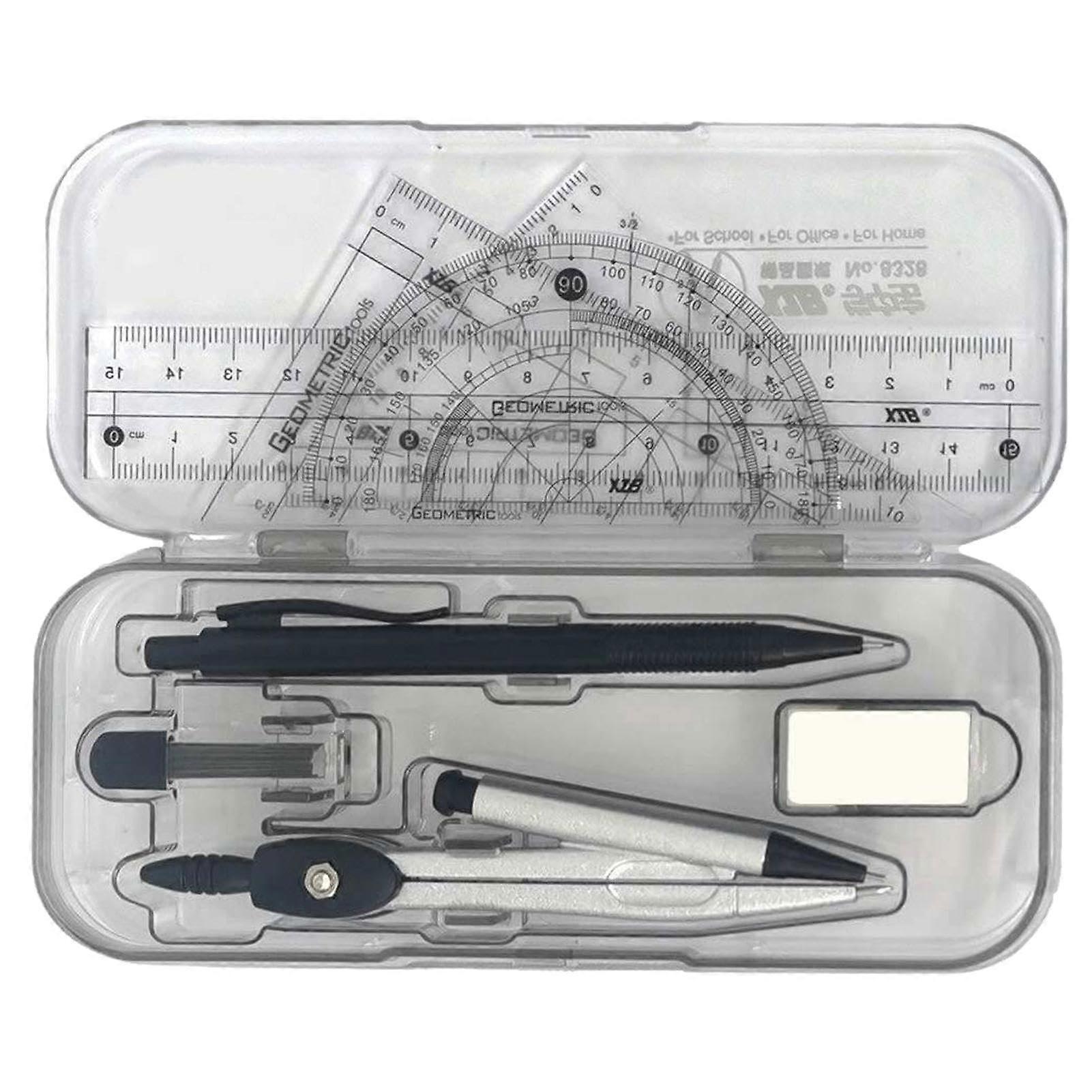 Protractor and Compass Set - Precision Geometry Tools for Drawing and Sketching - Includes Storage Box and Durable Materials