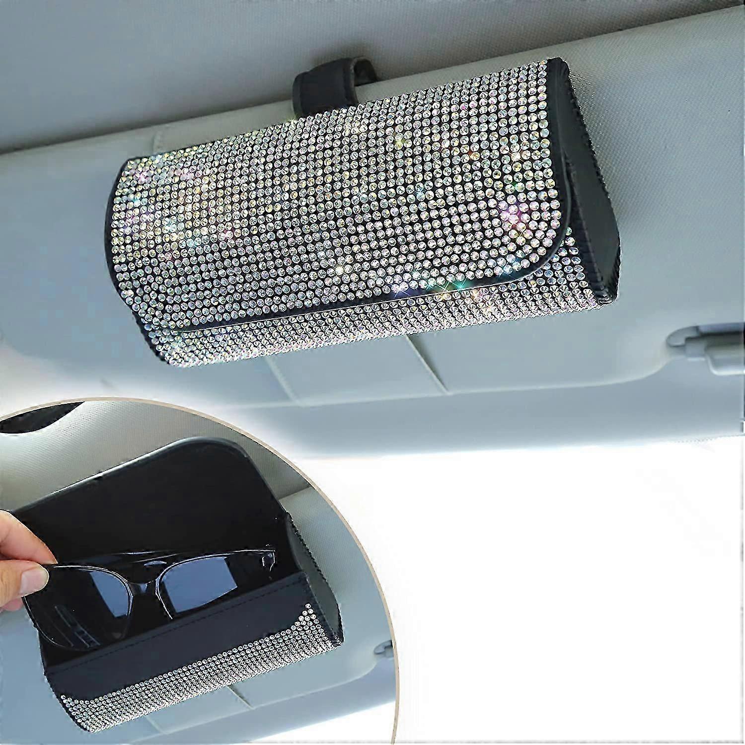 Stylish Magnetic Sunglasses Case for Car Visor Bling Design with Protective Organiser for Glasses