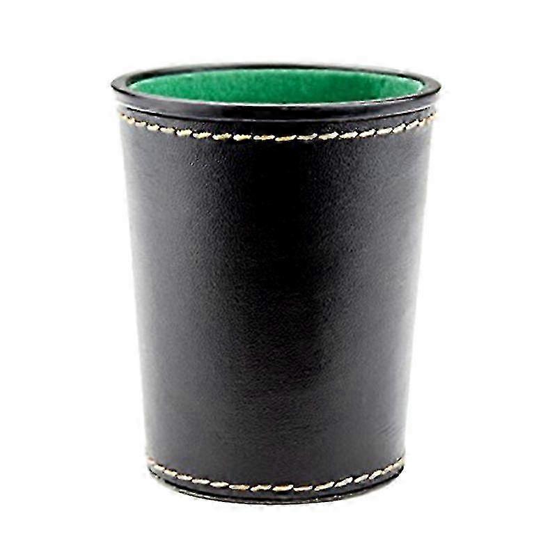 Quiet Shaker Leather Dice Cup Set with Felt Lining for Farkle and Yahtzee Games, Suitable for Various Brands, Black Color