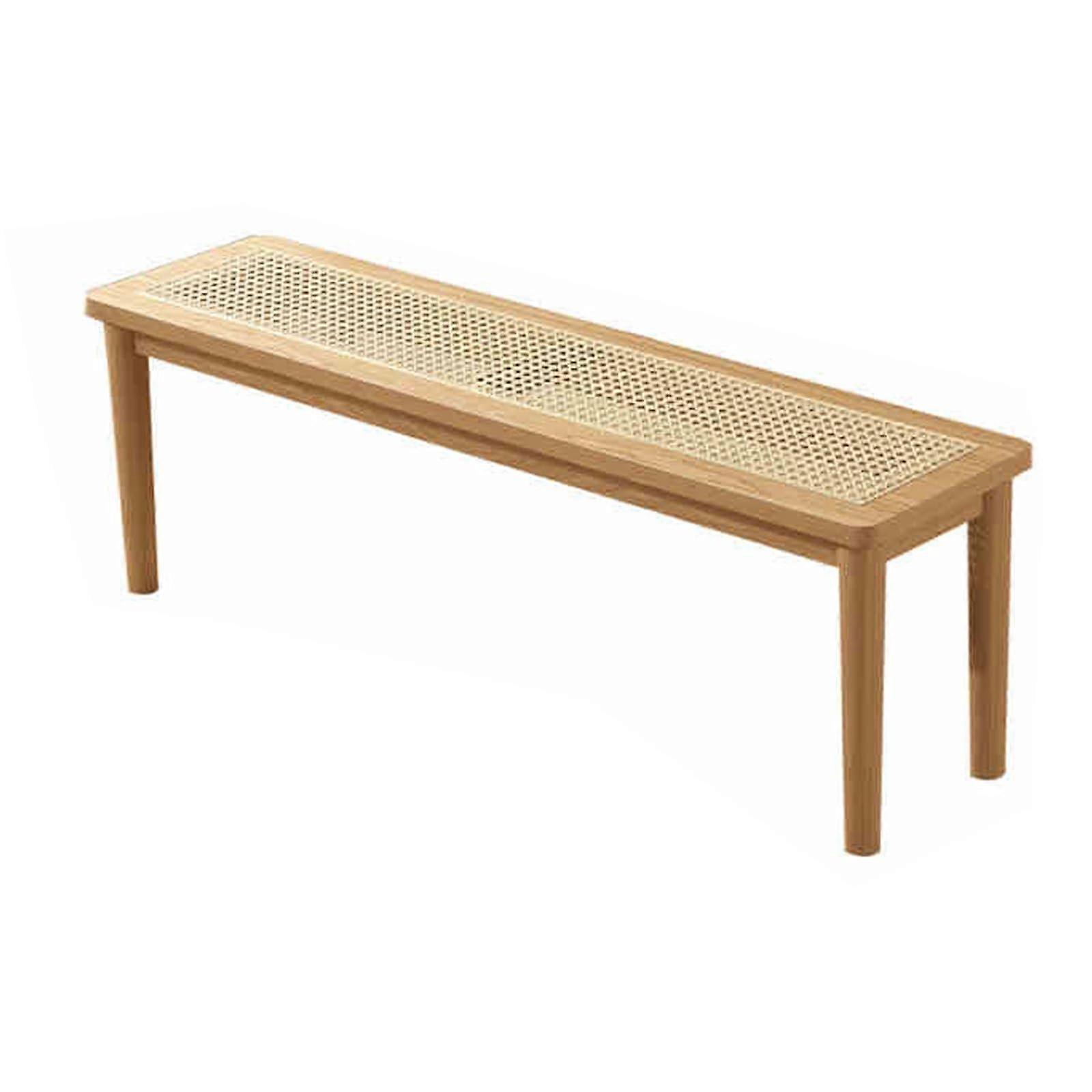 Rattan wood bench, entrance, footstool, woven design, lightweight, easy to move (Natural)