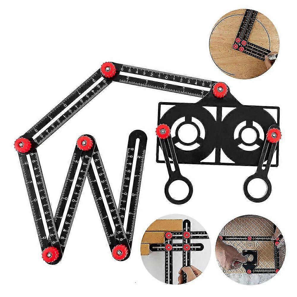 6/9/12 Fold Aluminum Alloy Angle Ruler Finder - Perforated Template Tool & Drill Guide Suitable for Tile Holes
