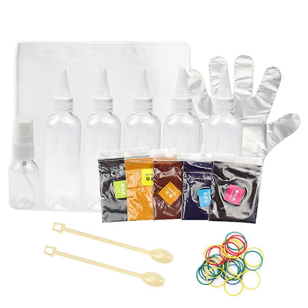 Natural Clothing Dyes 1 Set 5-Color Diy Pigments Solid Color Pigments Bottle Elastic Ring Accessories for Art Craft Family Activities