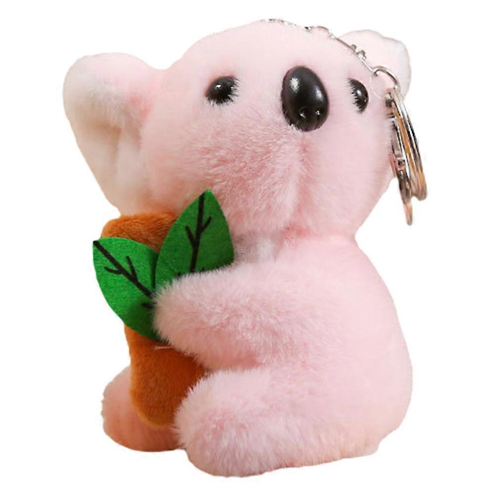 Cute Plush Keychain Pendant Wear Resistant Bag Accessory for Keys, Backpacks, and Lightweight Fidget Charm, Pink Leaf Design