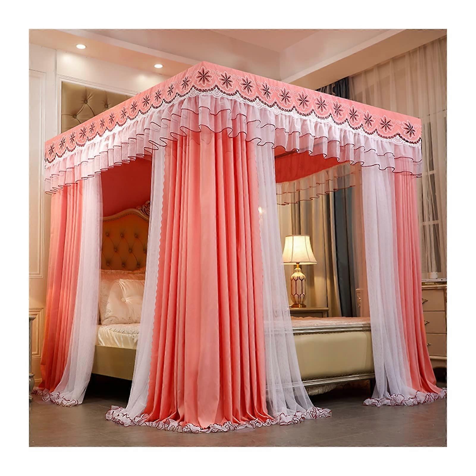 Bed canopy, Doublelayer mosquito net, 4pole support, 150x200x200cm