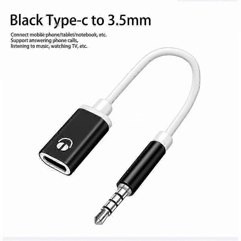 Earphone Round Head Adapter Cable 3.5mm Male To Type C Female Flat Headphone Adapter For Analog Round Cable Connect Head To