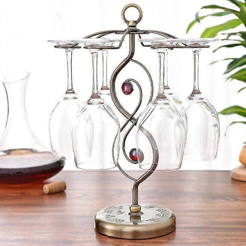 Red Wine Rack Standing New Nordic Style Goblet Holder with 6 Hooks Useful Gifts