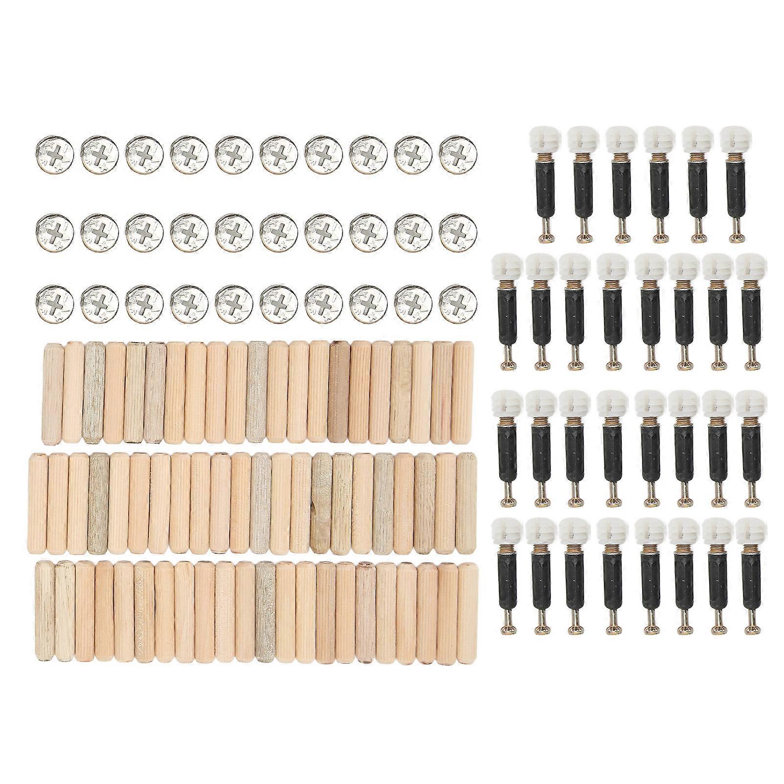 Cam Fittings Set with Dowel Pre Inserted Nut for Cabinet Furniture 3 in 1 Connecting Rod Black