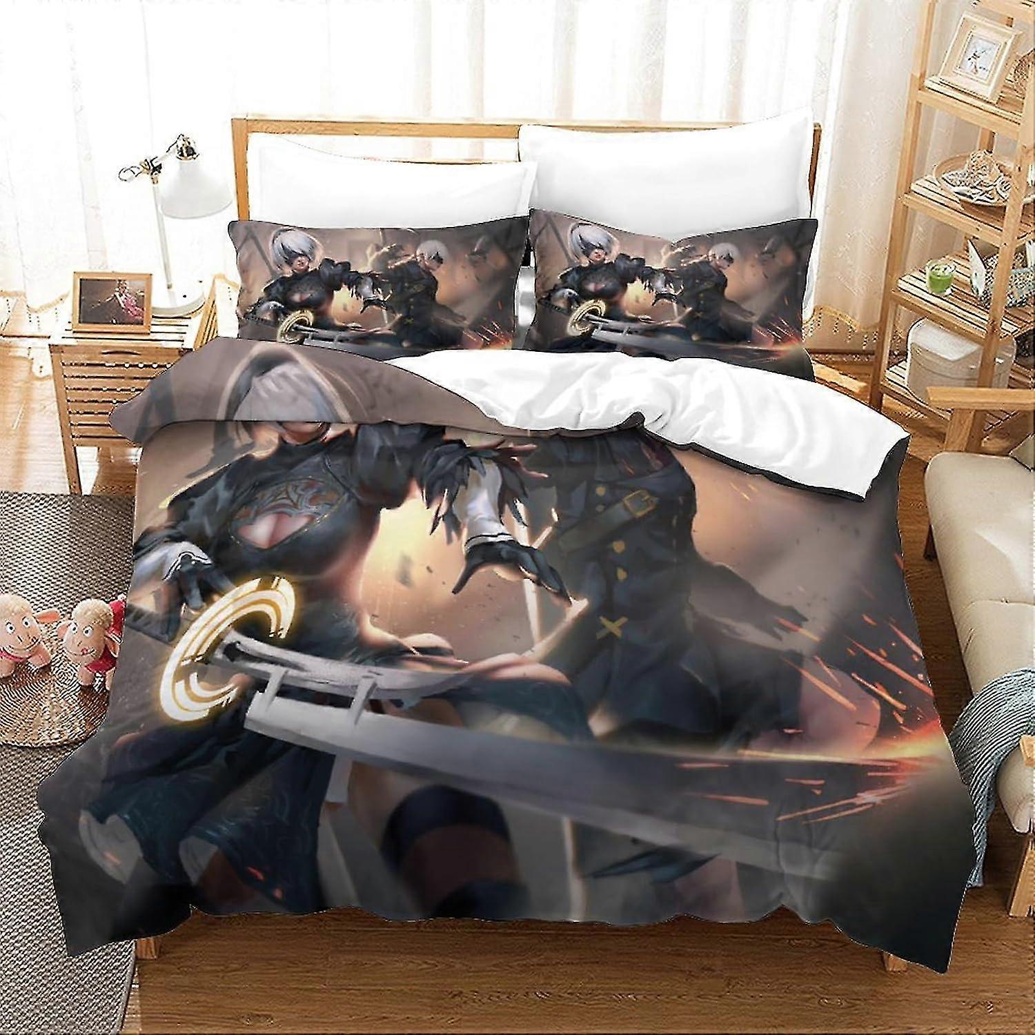 Spelbar karaktär sängkläder påslakan set 3D-tryckta överkast set för vuxna och barn Inget täcke dubbel