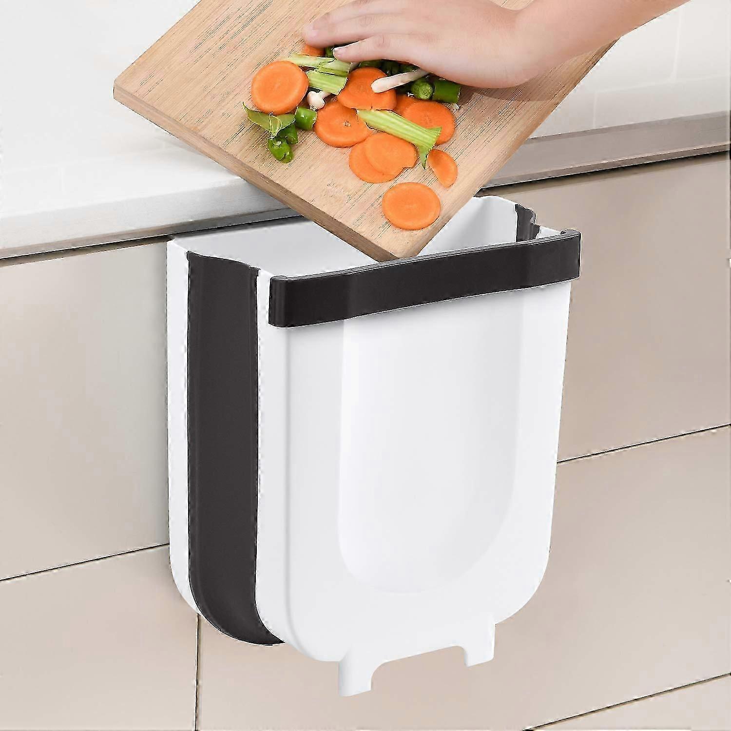 Compact Hanging Kitchen Bin - Collapsible Mini Trash Can for Cabinet or Bathroom Use