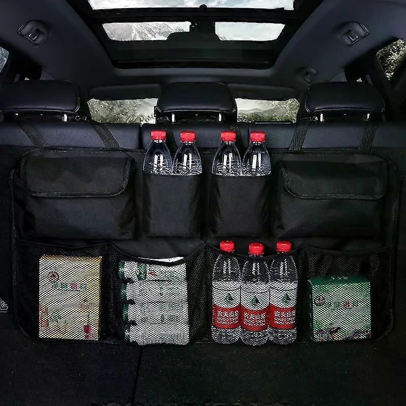 Car Trunk Organizer Adjustable Backseat Storage Bag Net High Capacity Multi-use OxFit Ford Automobile Seat Back Organizers Universal