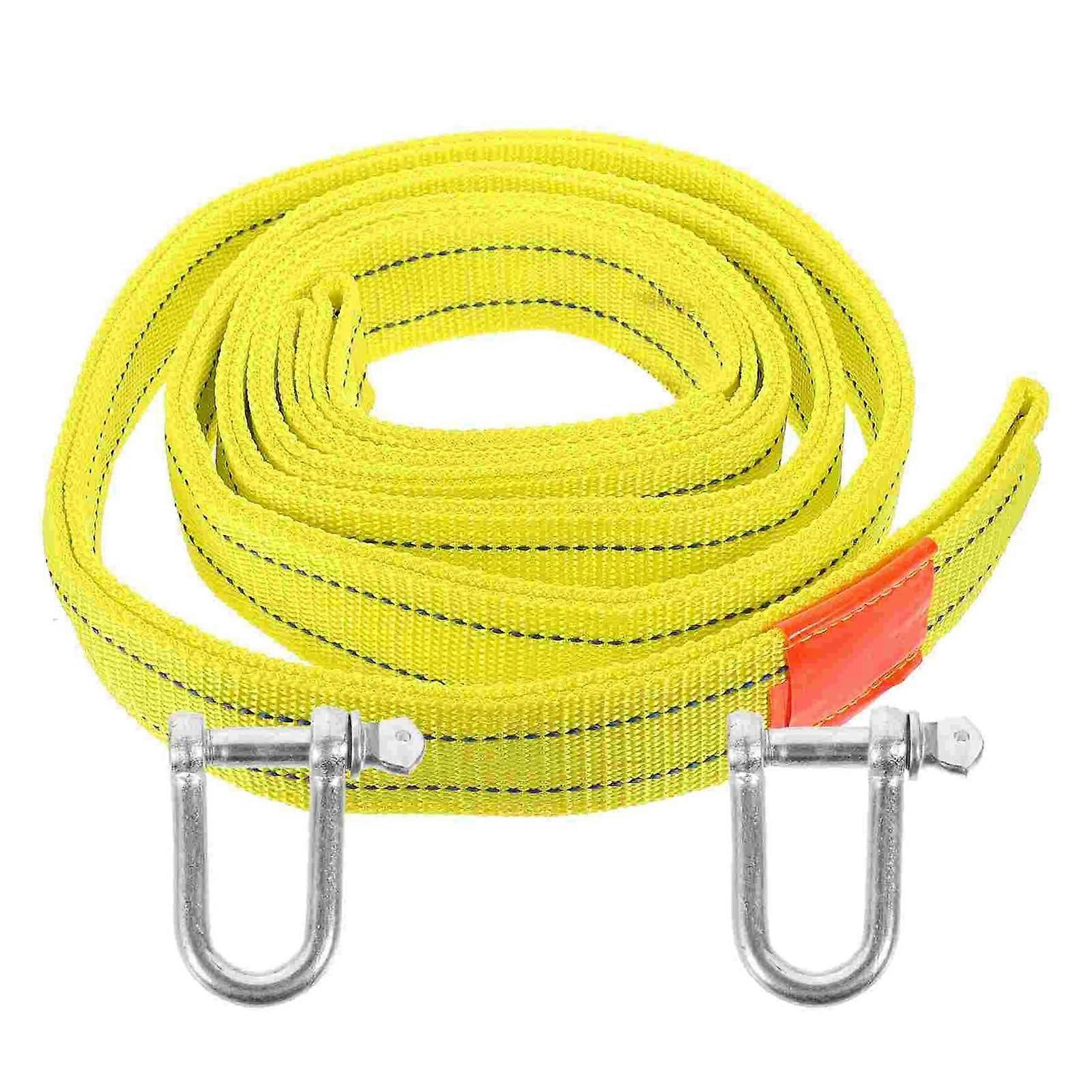 Synthetic Winch Rope Kit, 500X4.3CM Yellow Heavy-Duty Wrecker Cable with Hook, Double-Layer Thick Towing Rope for Off-Road Vehicles