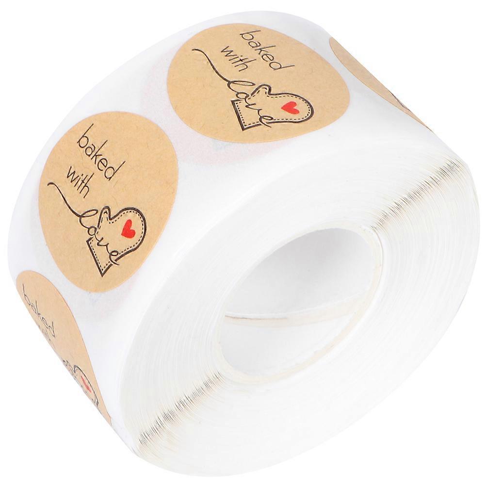 Masteelf 1 Roll Cookie Bag Kraft Sticker Roll for Packing Kraft Sticker Label