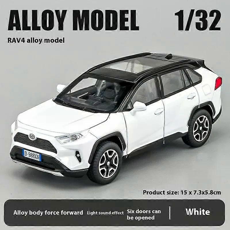 1:32 Toyota RAV4 Off Road SUV Alloy Metal Diecast Car Model Sound & Light Toy Collection Trendy Decorative Ornaments Toy For Boy