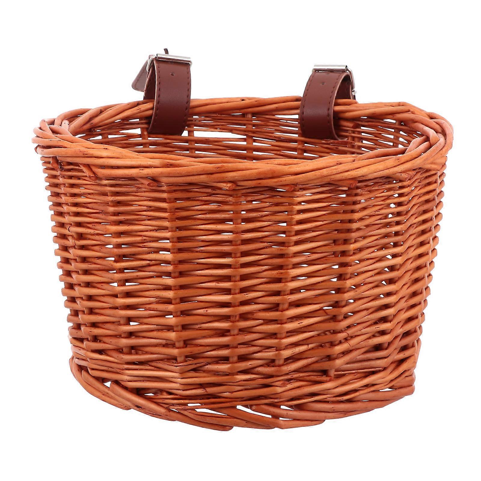 Rattan Bike Basket for Front Hanging Storage with Durable Handwoven Design Assorted Color Fits Most Bikes