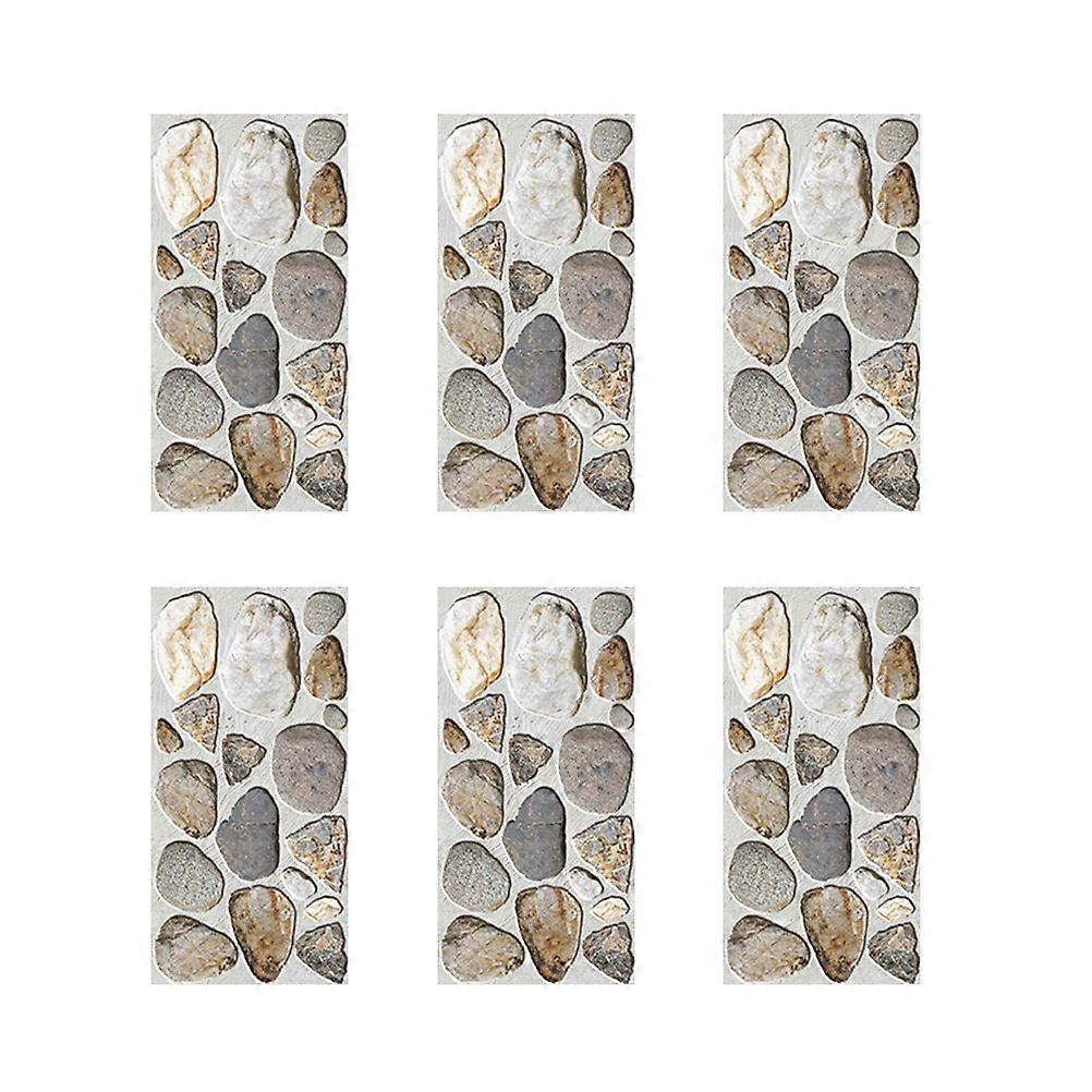 Cobblestone Pattern Self-Adhesive Tile Stickers Indoor Wallpaper Easy to Clean Rectangular Assorted Color 6Set