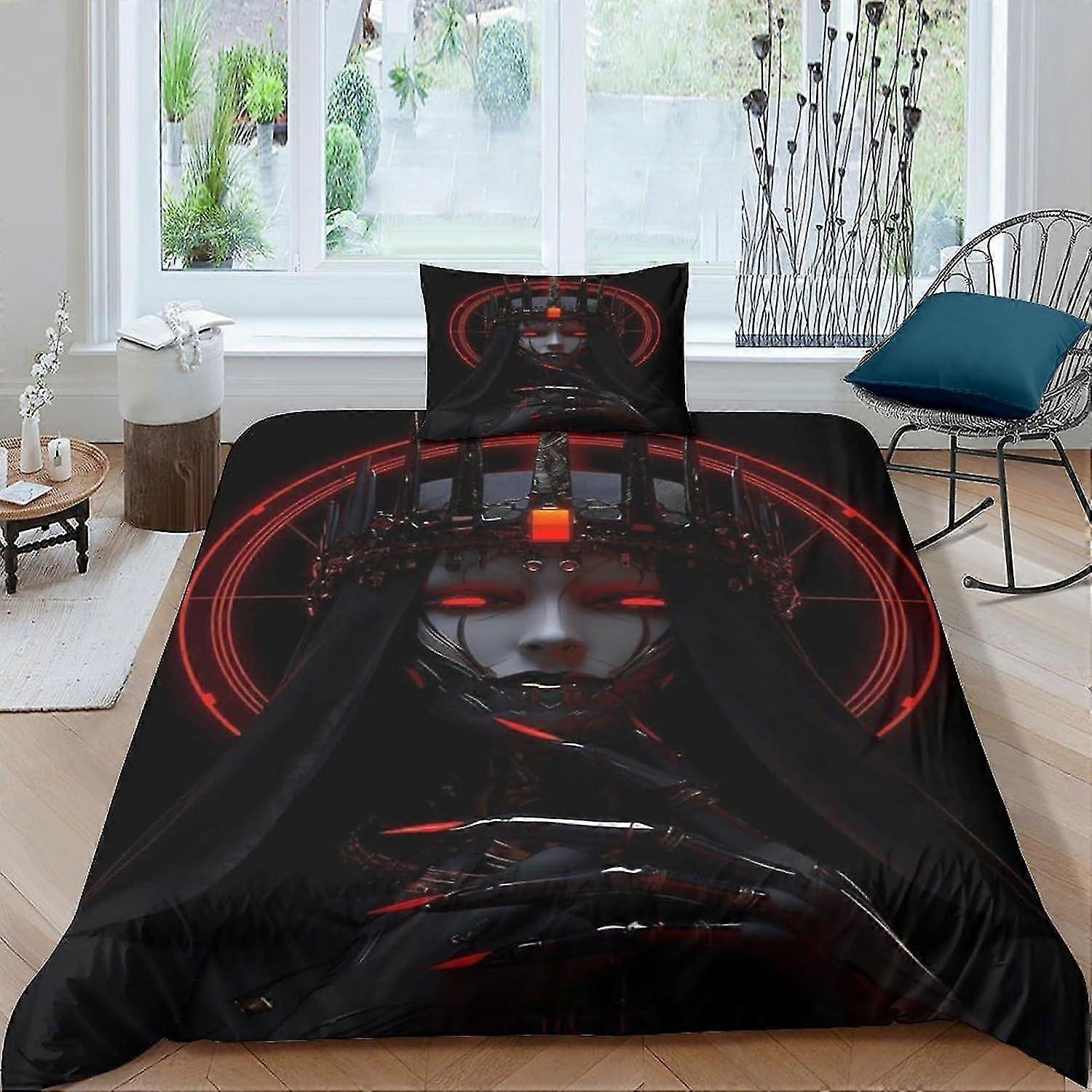 Gothic Printed Duvet Cover for Kids and Teens with Pillowcases, Single Bedding Set