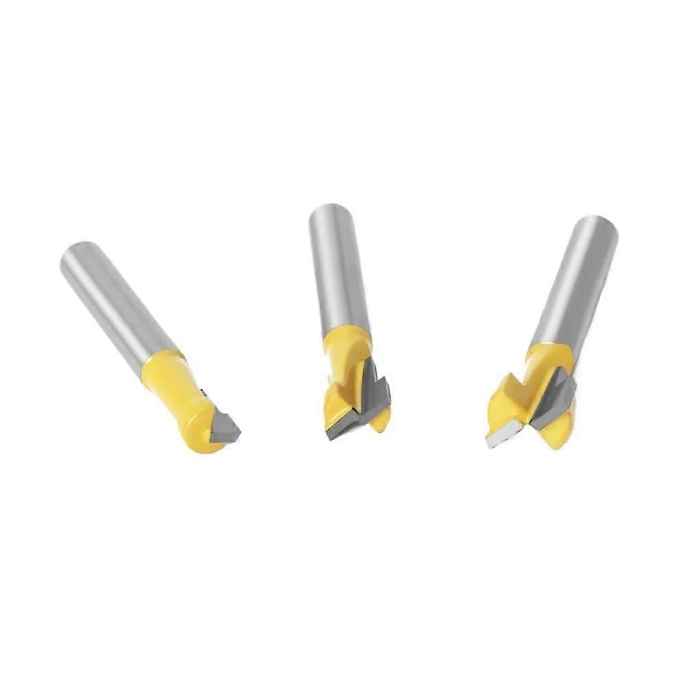 3PC 1/4 Inch 6 mm 8 mm Shank Milling Cutter Wood Carving TSlot Cutter Router Bit Set Hex Bolt Key Hole Bits T Slot Cutter (01)