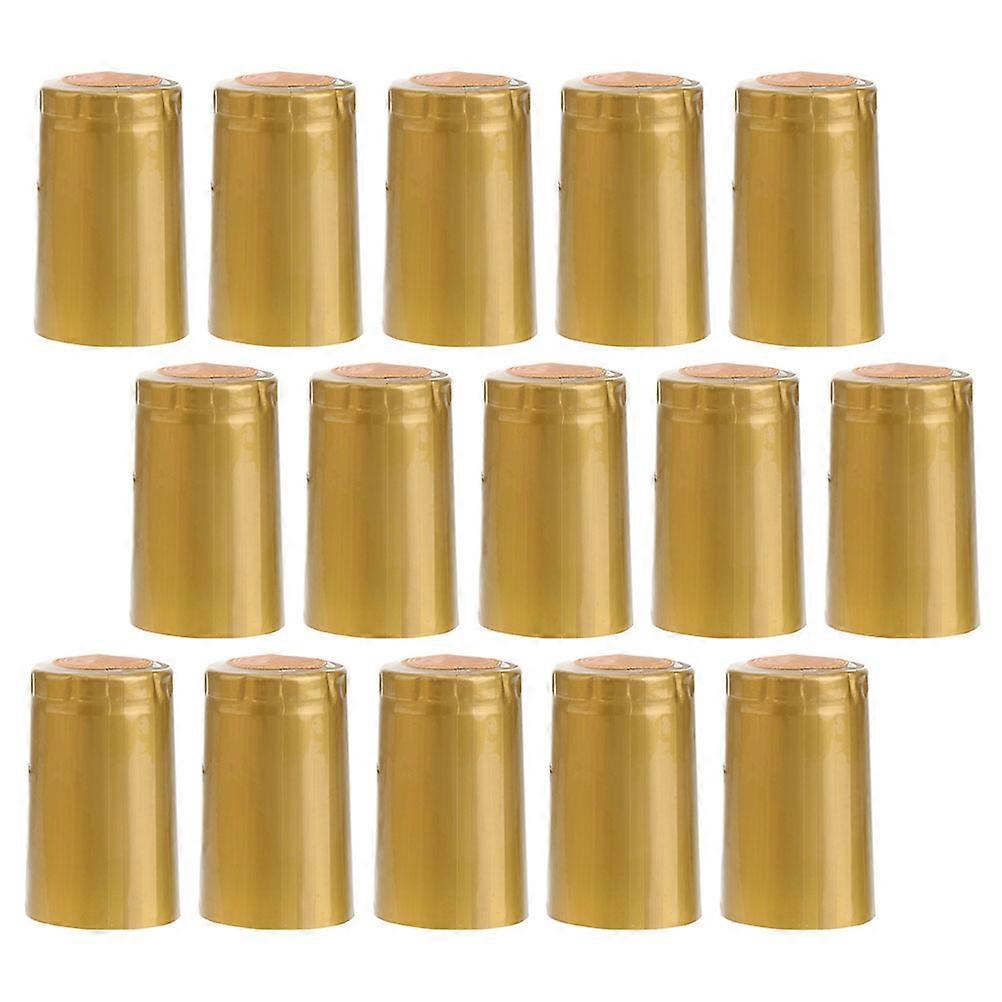 150pcs Golden PVC Caps Heat Shrink Sealing Sleeves for Sealing Red Bottles