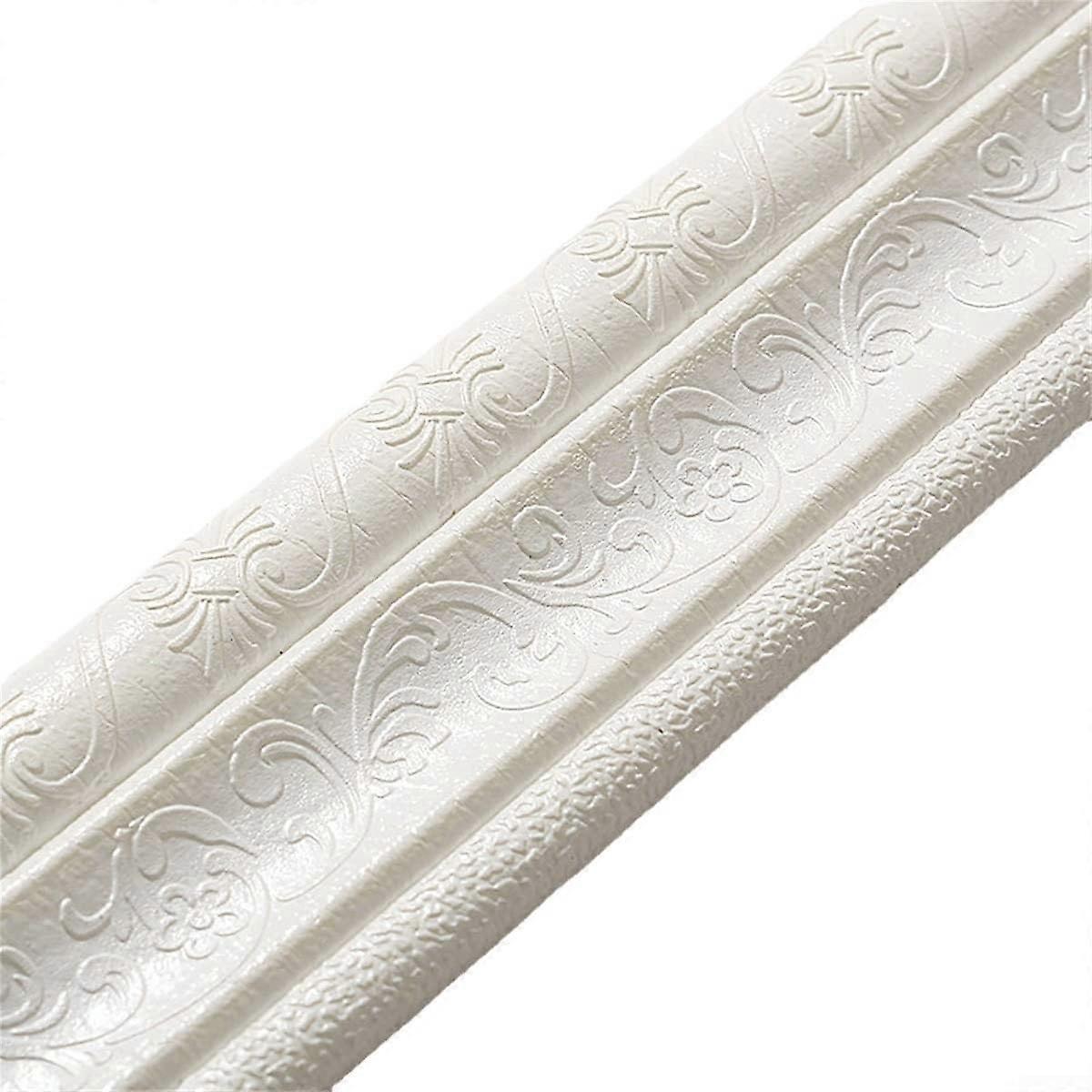 Baseboard Wall Sticker, DIY Foam Skirting Board, Waterproof, 3D Edge Border, Removable, White, 2cm x 2m