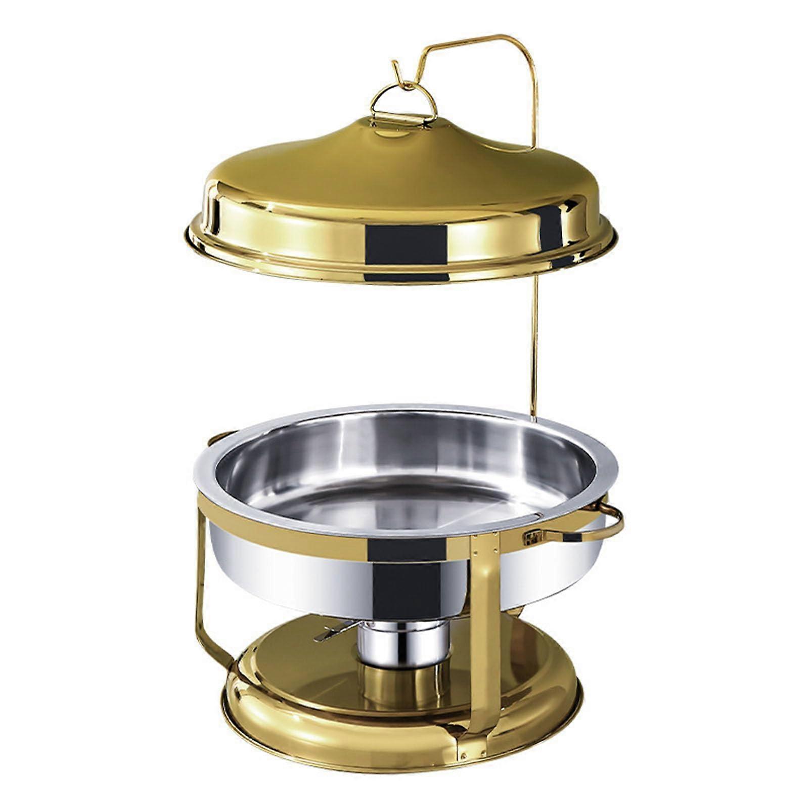Stainless Steel Chafing Dish Round Food Warmer with Lid, Gold