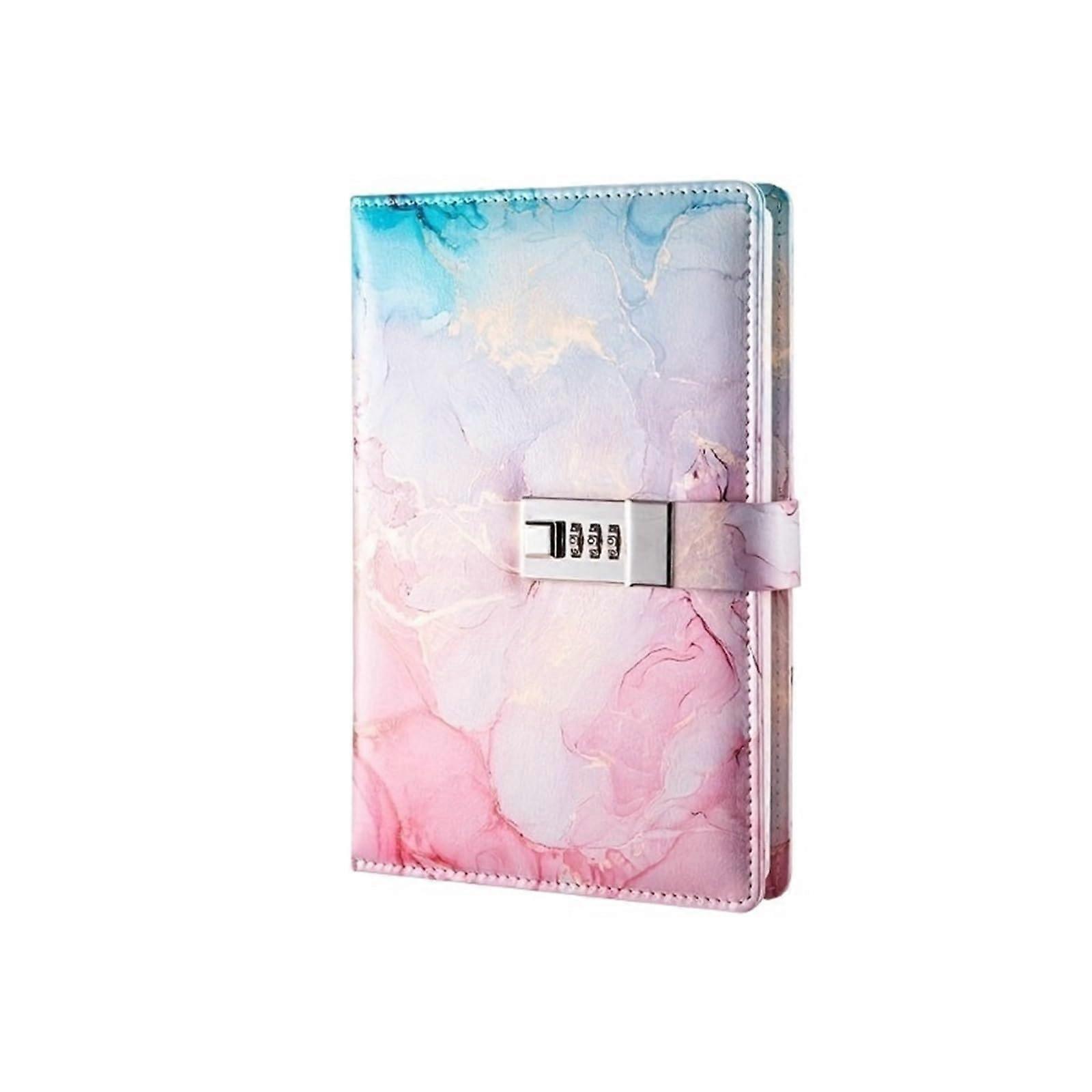 A5 Mode Password Book with Lock Journal Creative Journal Book Student Notepad Letter Paper Notebook (Pink)