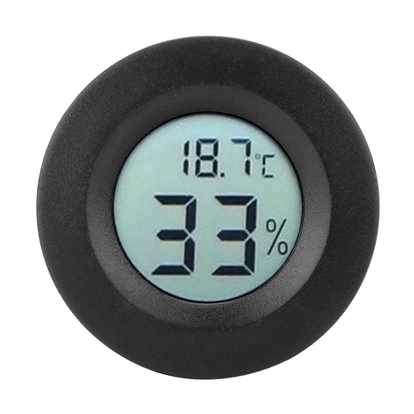 Mini Circular Embedded Digital LCD Thermometer Hygrometer Humidity Temperature Meter IndoorBlack
