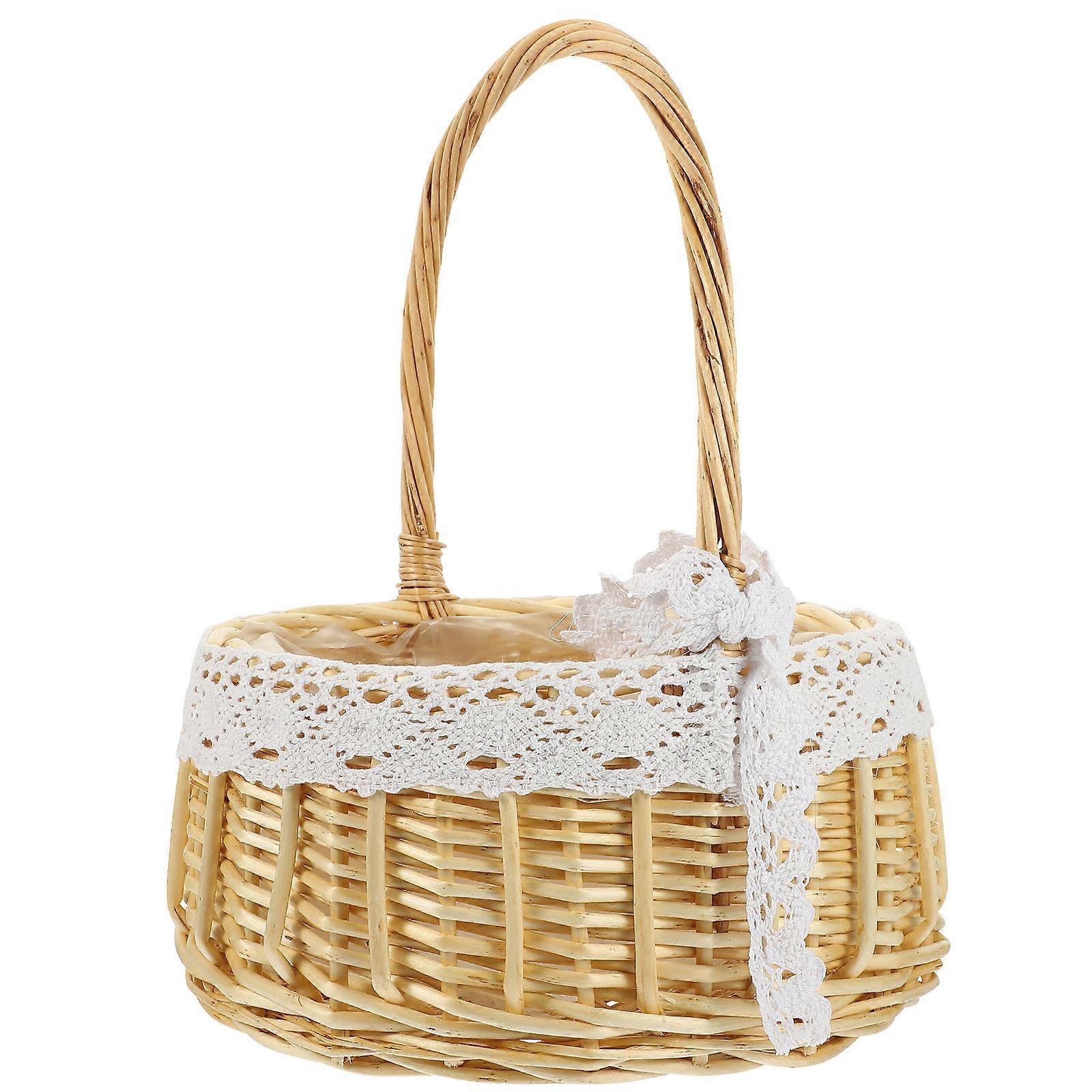 Woven Basket Small Handheld For Wedding Decor Storage Container 26x19cm 1Pack