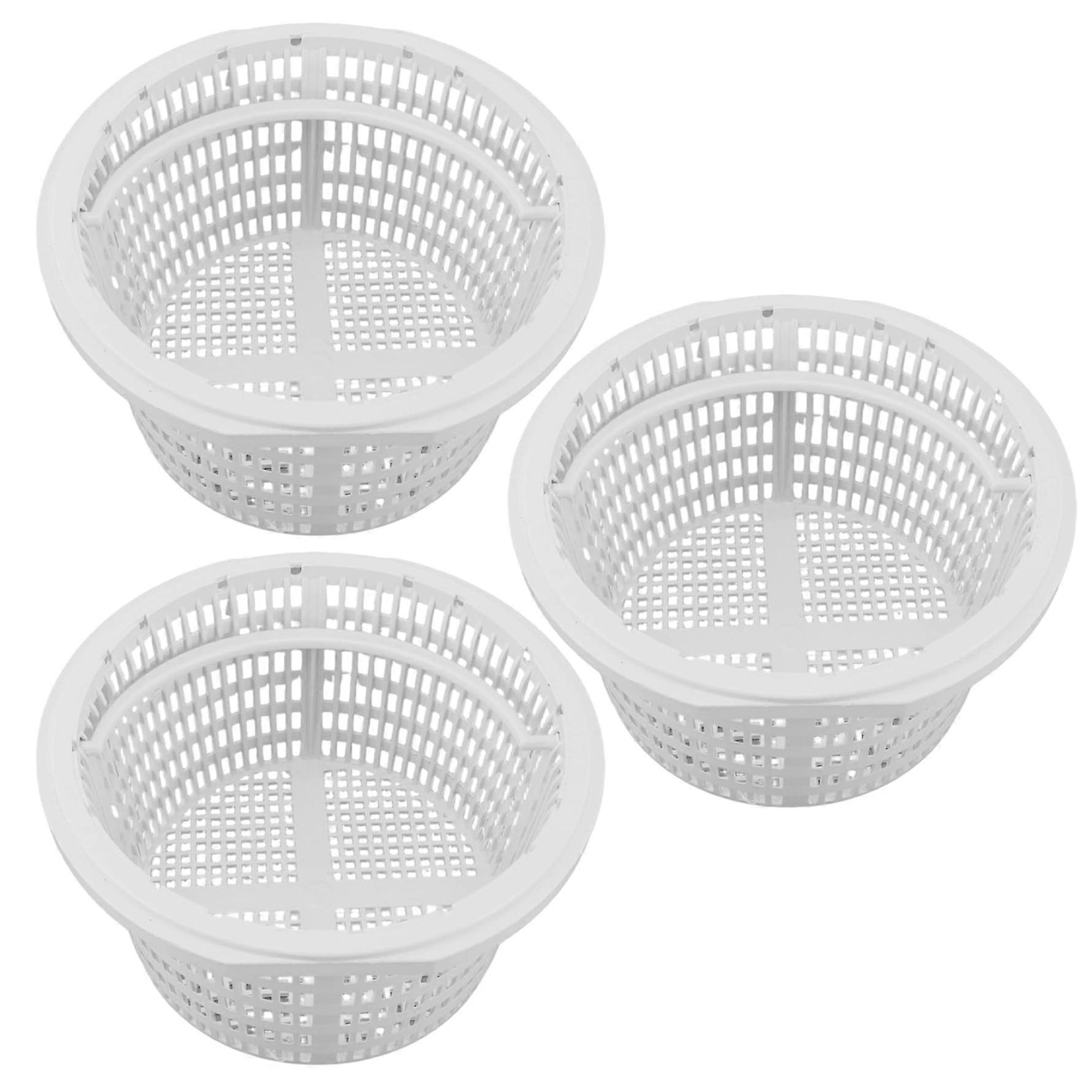 3PCS Pool Skimmer Baskets, PVC Portable Pool Net with Handle, Leaf and Debris Replacement Skimmer for Above Ground Pools