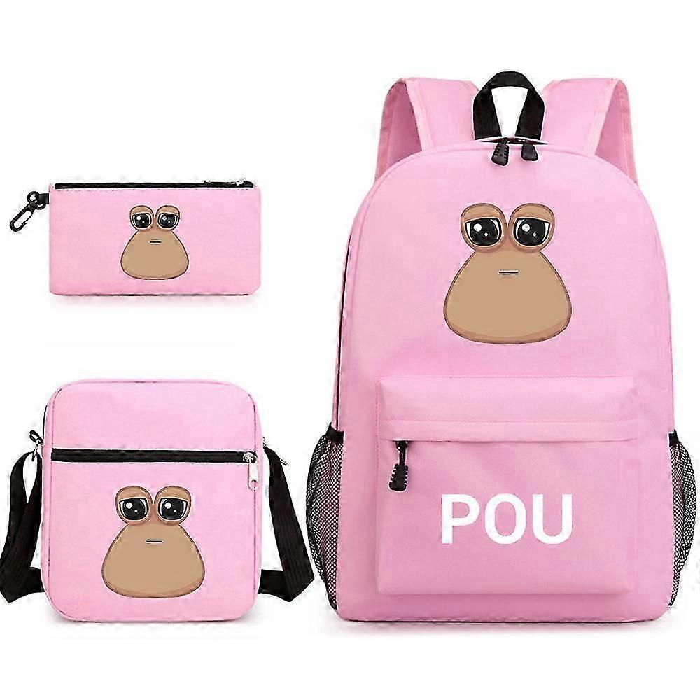 POU School Bag Backpack Pencil Case Shoulder Bag Three-piece Set _28