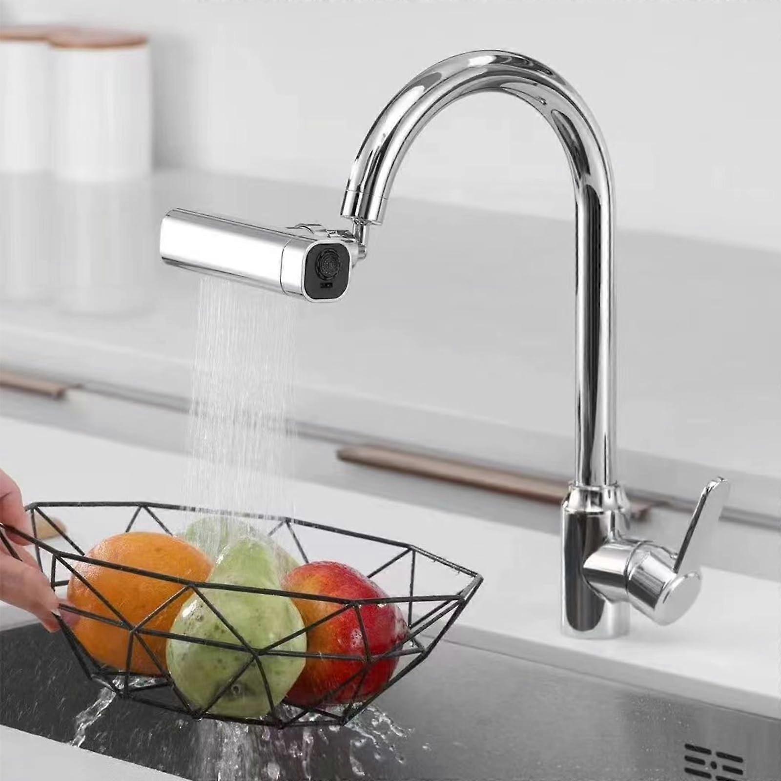 Waterfall Kitchen Faucet, 90° Rotating Adapter with 3 Modes for Sink